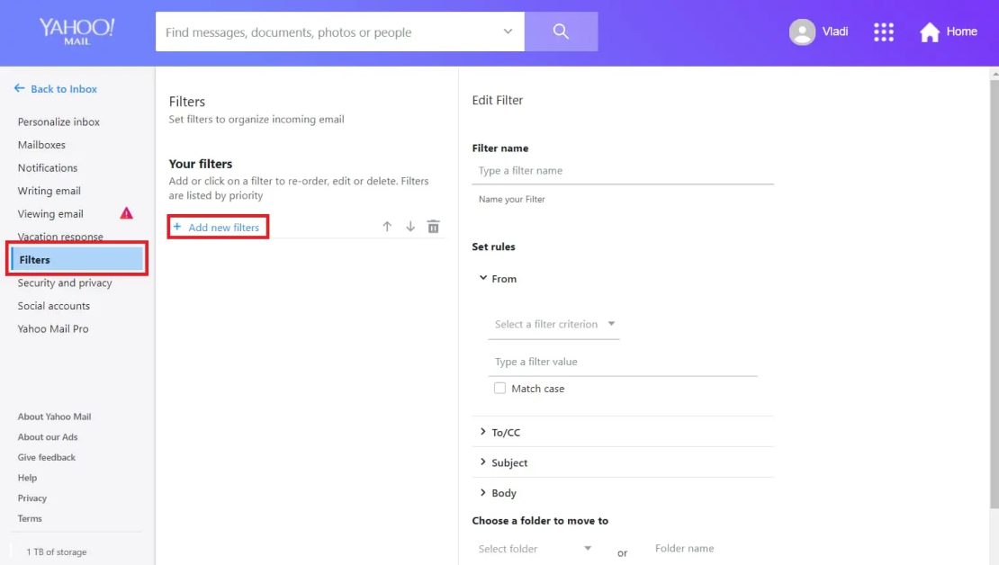 How to whitelist in Yahoo